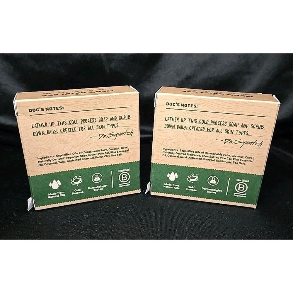 2 Pack - Dr. Squatch Pine Tar Soap for Men - 5oz Each, New - Picture 2 of 5